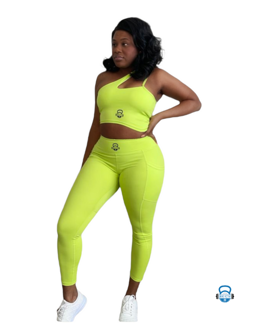 Gainz Active Neon Yellow Bra and Leggings Set