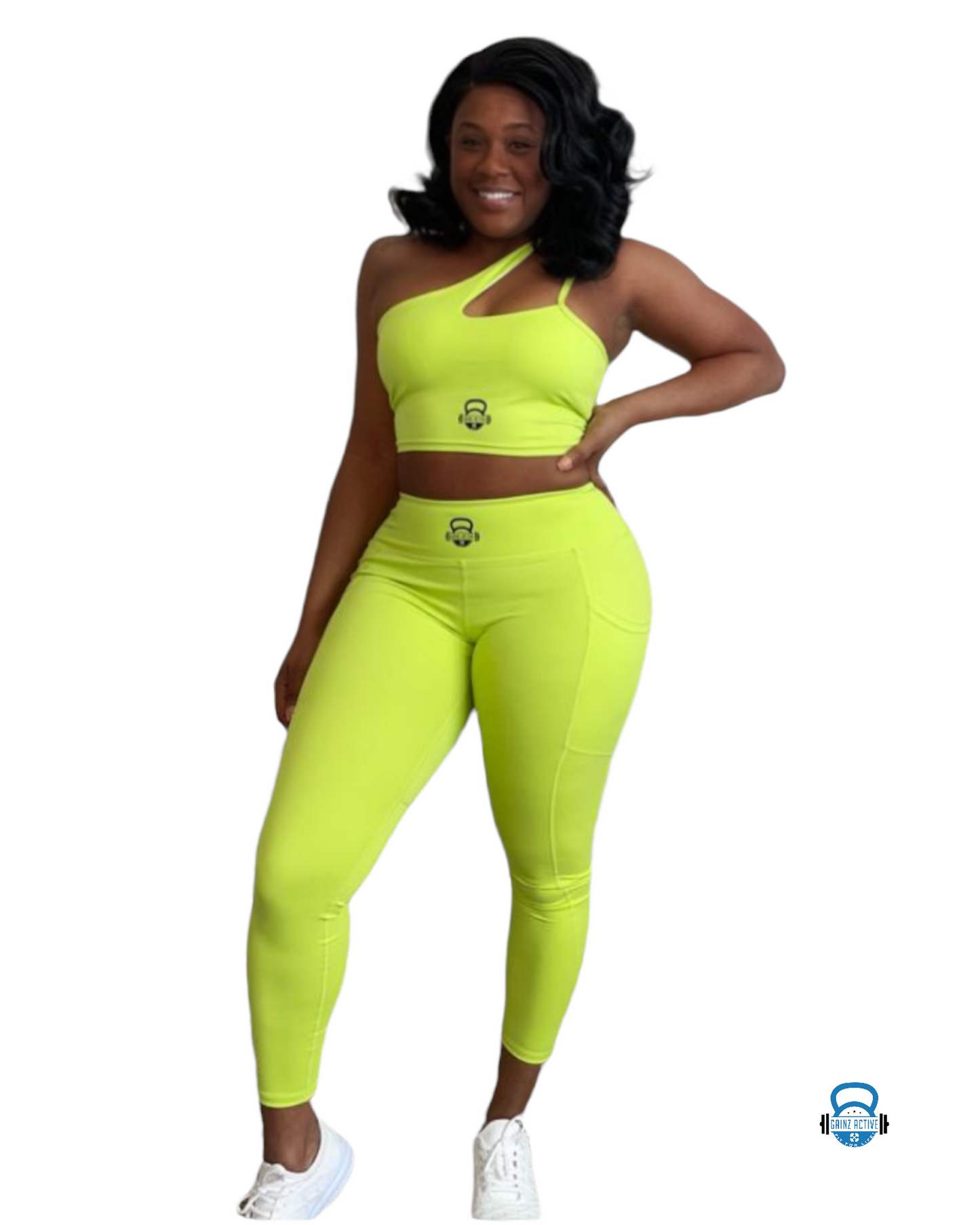 Gainz Active Neon Yellow Bra and Leggings Set