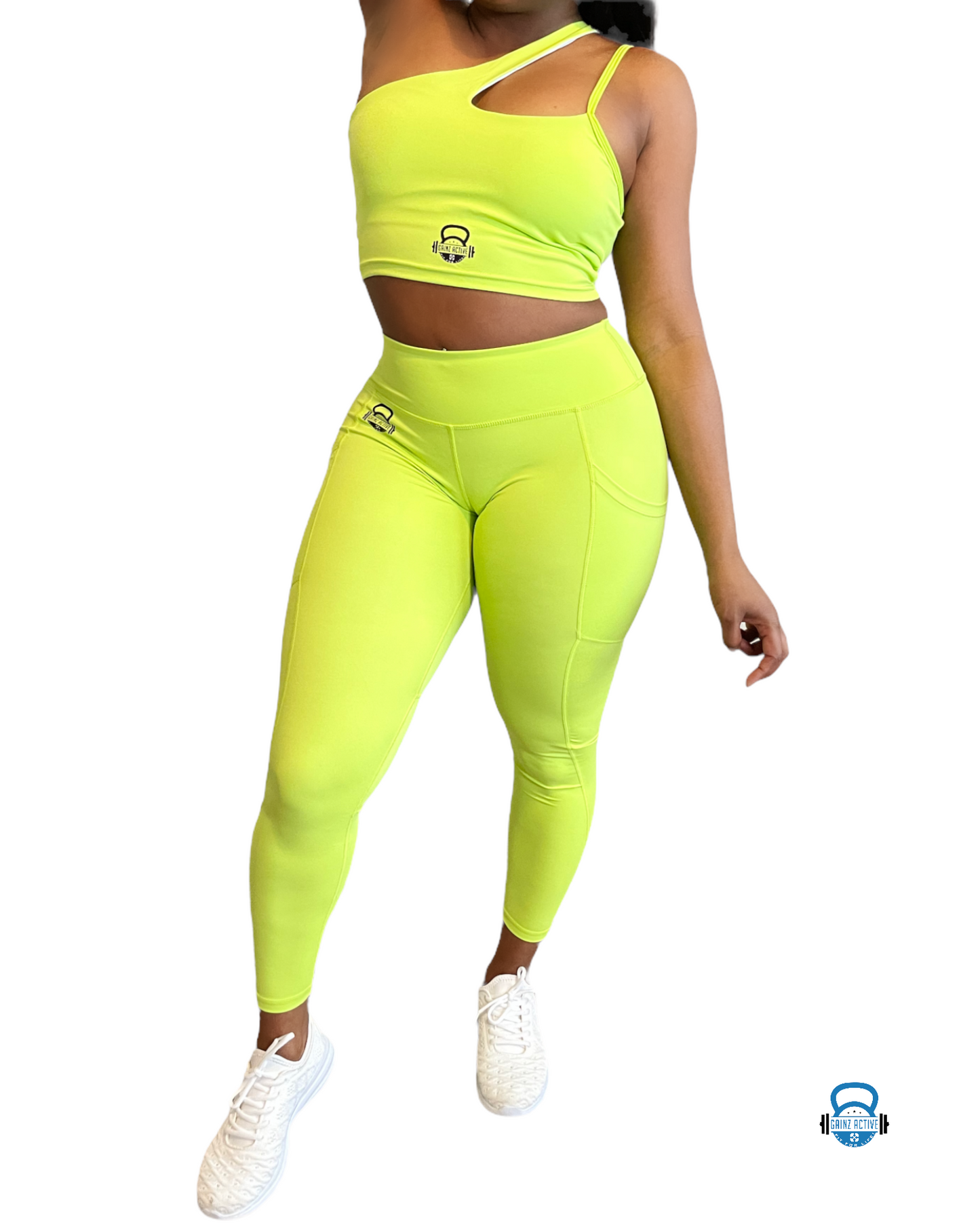 Gainz Active Neon Yellow Bra and Leggings Set