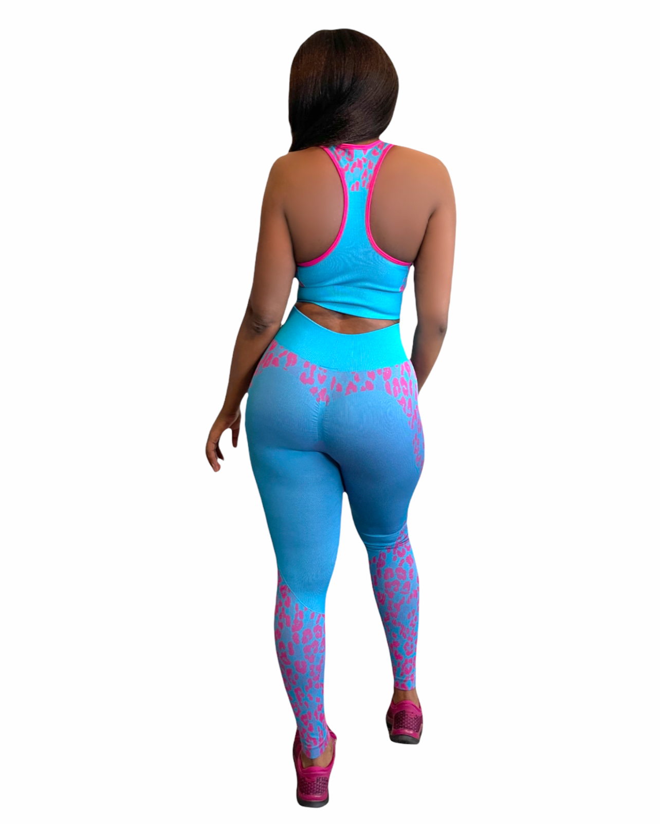 Gainz Active Pink Turquoise Leopard Set