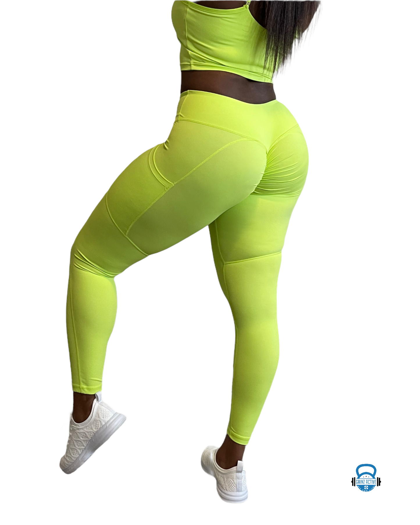 Gainz Active Neon Yellow Bra and Leggings Set